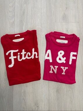 🔥BUNDLESALE Mens M Abercrombie & Fitch Red & Pink Short Sleeve Tees Tshirts